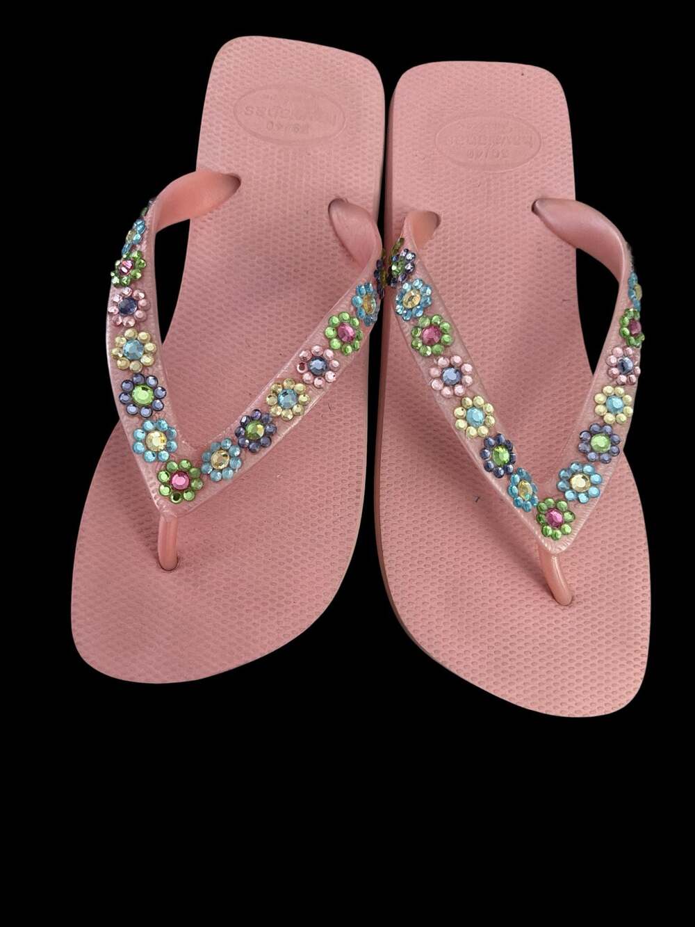 Havaianas Slim Floral Embellished Flip Flops Pink Size 39/40